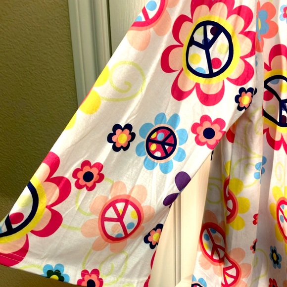 Floral Multicolor 60s Print Tunic Top with 3/4 Sleeves Size 4X (fits 3X) - Picture 3 of 5